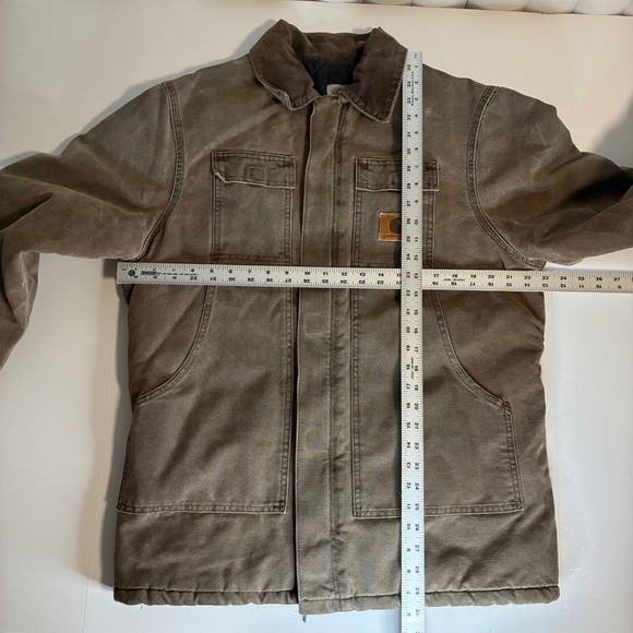 Carhartt Men's Brown Washed Duck Insulated Chore Work Jacket Size Medium - Picture 9 of 10